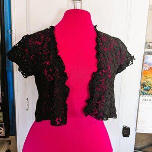 NOBO Open Front SS Lace Crop Jacket Sz L (11-13)